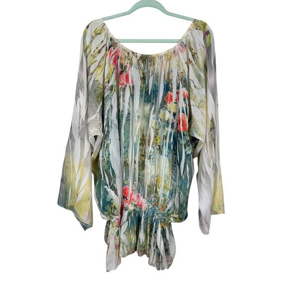 Lane Bryant Floral Off Shoulder Blouse Size 18 / 20 W Sheer Botanical Whimsical - Picture 5 of 13